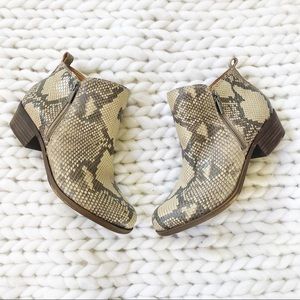 Lucky Brand basel tan bootie low heel snakeskin